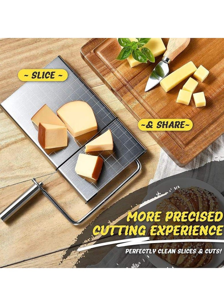 صحة هوم قاطع ومقطع الجبن مع 5 أسلاك بديلة ومقياس – أداة قطع جبن قابلة للتعديل من الفولاذ المقاوم للصدأ متعددة الاستخدام للجبن، الزبدة، النقانق - Image 3