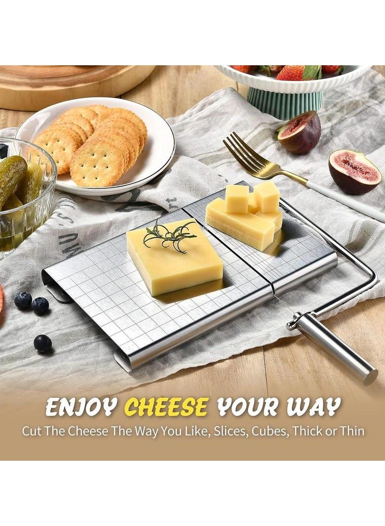 صحة هوم قاطع ومقطع الجبن مع 5 أسلاك بديلة ومقياس – أداة قطع جبن قابلة للتعديل من الفولاذ المقاوم للصدأ متعددة الاستخدام للجبن، الزبدة، النقانق - Image 5
