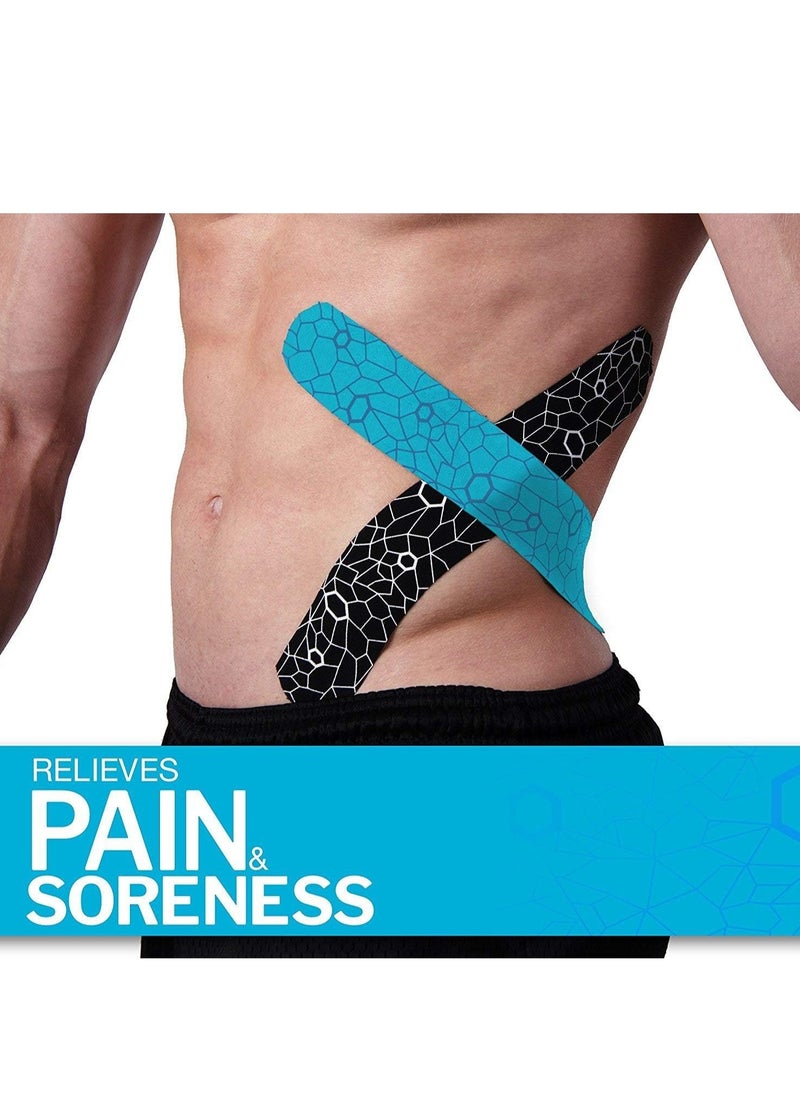 TheraBand TheraBand Kinesiology Tape Waterproof Physio Tape for Pain Relief Muscle and Joint Support, Standard Roll with Xact Stretch Application Indicators (blue)  - Image 3