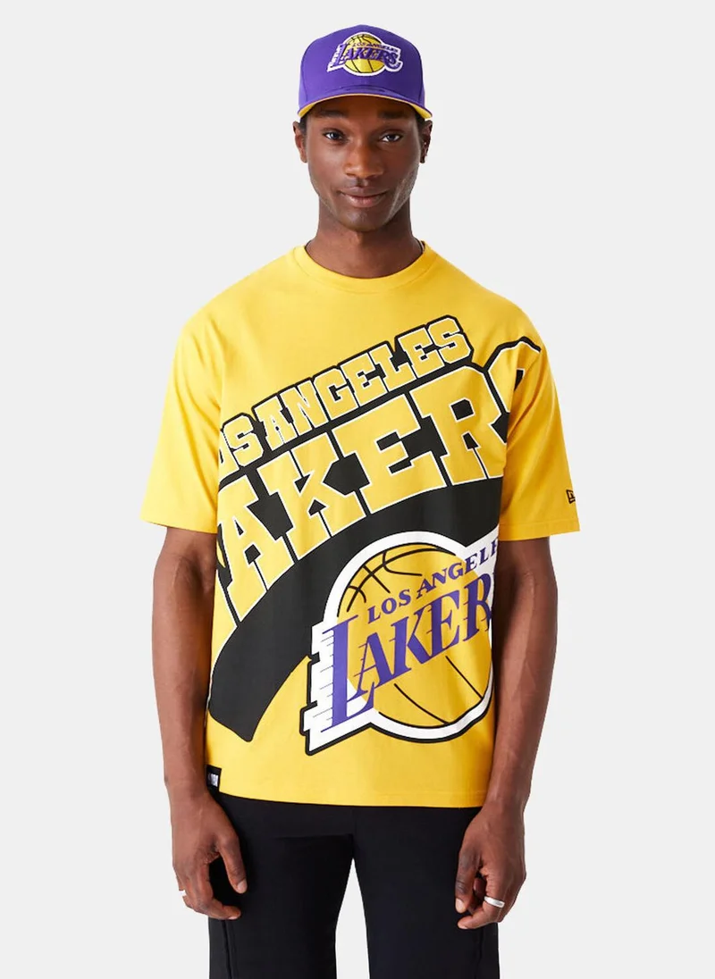 نيو ايرا Men's NBA Los Angeles Lakers Large Wordmark T-Shirt