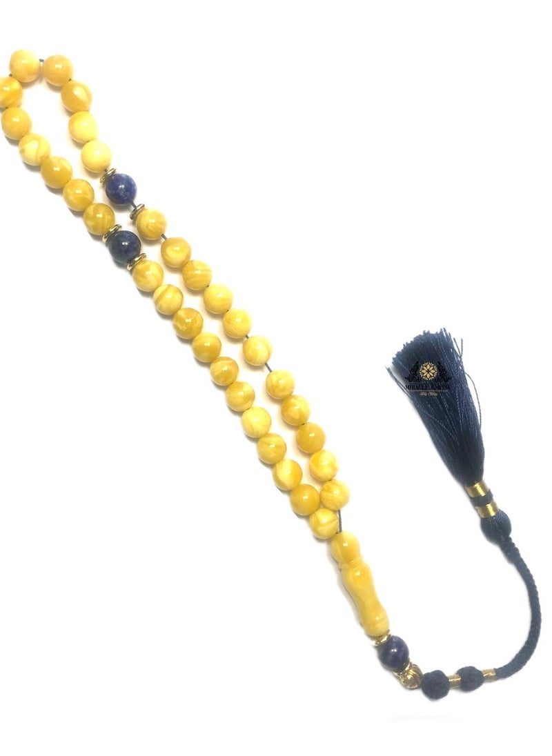 Miracle Empire - 33 Prayer Beads Exclusive Amber Sand And Natural Lapis Lazuli - Image 1