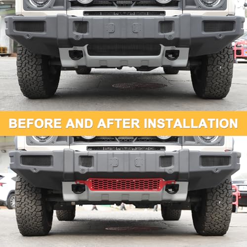 Hudiriy Car Front bumper Lower Grille proof net Compatible with Compatible with Ineos Grenadier 20202025 Front Insect Net Car Screenning Grill Mesh Protection Cover Accessories carbon steelRed - Image 3