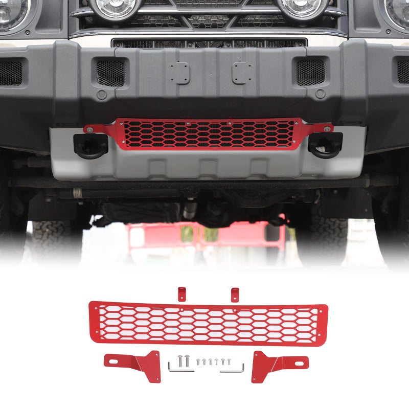 Hudiriy Car Front bumper Lower Grille proof net Compatible with Compatible with Ineos Grenadier 20202025 Front Insect Net Car Screenning Grill Mesh Protection Cover Accessories carbon steelRed - Image 2