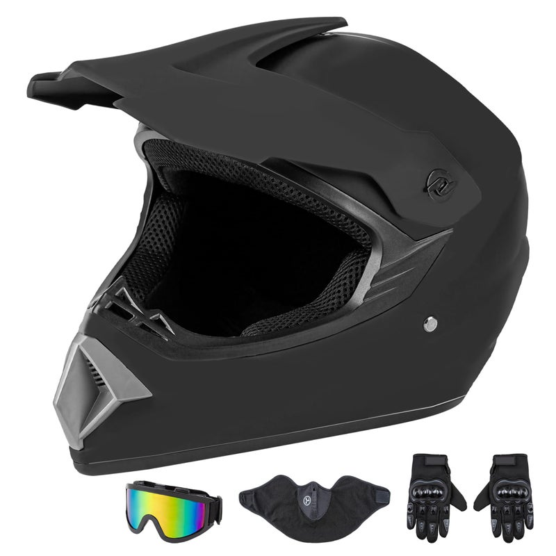 CARTMAN Adult Dirt Bike Helmets Motocross ATV Dirtbike Offroad Full Face Motorcycle Helmet, DOT Approved Matte Black and Blue, Adult-M - Image 1