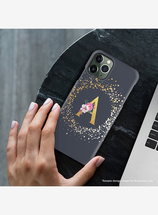 Monogram Tough Cover for Apple iPhone 11 Pro Case Custom Initials Letter Floral Pattern Tough Pro Dual Layer hybrid PC inner TPU protection Alphabet- P (Grey)