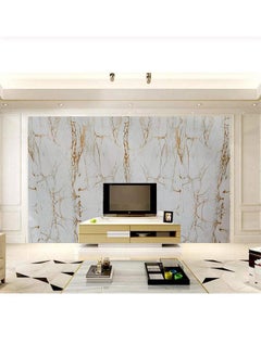 WISDOM WISDOM Marble Wallpaper Furniture (60 X 300 cm) Kitchen Counter, Cabinet Makeover, Almirah, & Wooden Tabletop Self Adhesive Wallpaer (White Gold 03)  - Image 2