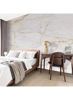 WISDOM WISDOM Marble Wallpaper Furniture (60 X 300 cm) Kitchen Counter, Cabinet Makeover, Almirah, & Wooden Tabletop Self Adhesive Wallpaer (White Gold 03)  - Image 3