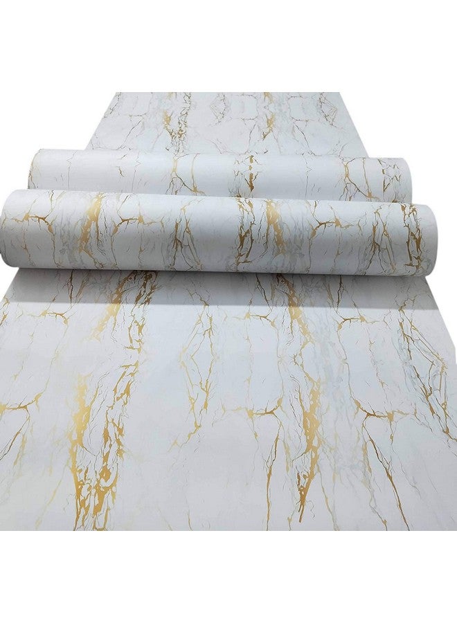 WISDOM Marble Wallpaper Furniture (60 X 300 cm) Kitchen Counter, Cabinet Makeover, Almirah, & Wooden Tabletop Self Adhesive Wallpaer (White Gold 03) - Image 1