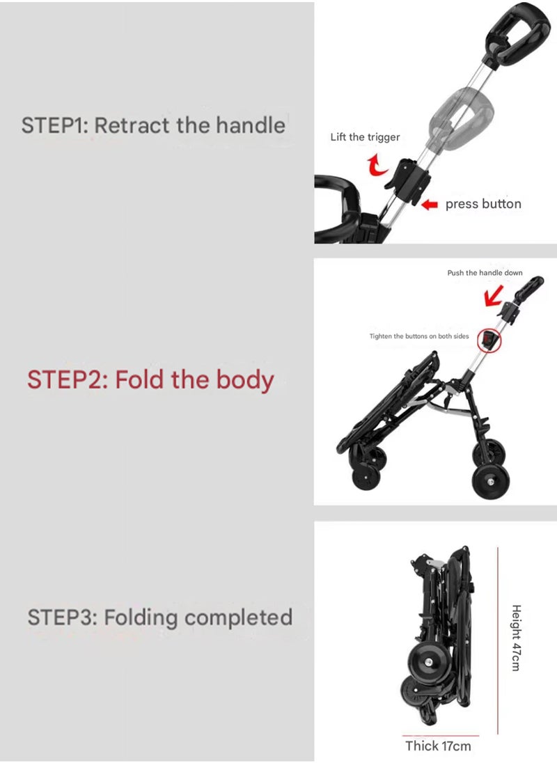 Generic Lightweight Baby Stroller for Airport Travel Adjustable Handles Compact One Hand Foldable Pocket Stroller Cart Design Overhead Airplane Bins and Car Trunk Storage Reversible Backrest Perfect for Walking and Shopping for Toddlers  - Image 5