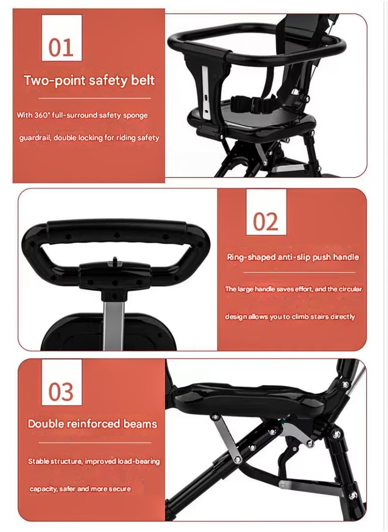 Generic - Lightweight Baby Stroller for Airport Travel Adjustable Handles Compact One Hand Foldable Pocket Stroller Cart Design Overhead Airplane Bins and Car Trunk Storage Reversible Backrest Perfect for Walking and Shopping for Toddlers - Image 1