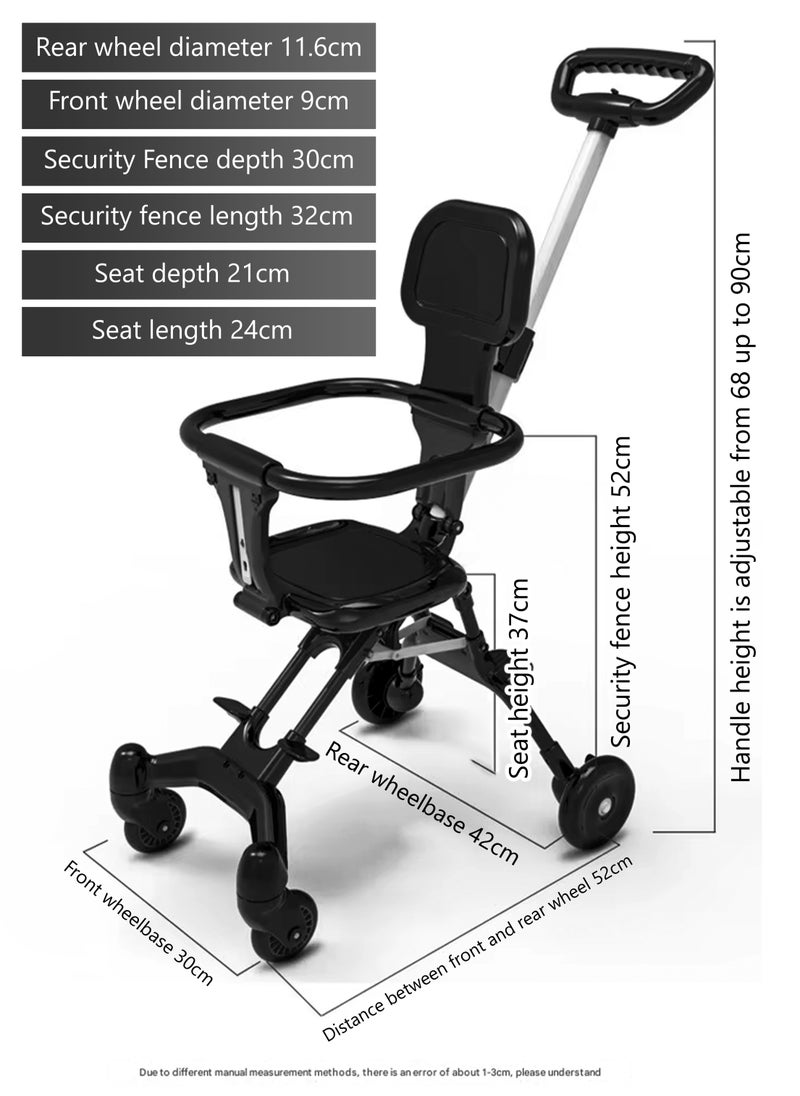 Generic - Lightweight Baby Stroller for Airport Travel Adjustable Handles Compact One Hand Foldable Pocket Stroller Cart Design Overhead Airplane Bins and Car Trunk Storage Reversible Backrest Perfect for Walking and Shopping for Toddlers - Image 1
