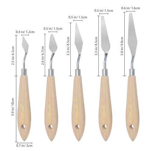 AebDerp 5 pcs Big Palette Knives for Oil, Canvas, Acrylic Painting Tool Set Oil Painting Spatula Shovel Paint Knife with Wooden Handle (P1) - Image 2