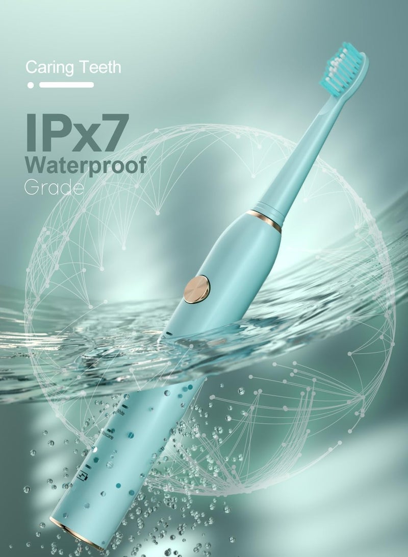 عام فرشاة أسنان كهربائية سونيك للبالغين، فرشاة أسنان كهربائية قابلة لإعادة الشحن مع 8 رؤوس فرشاة، تبييض الأسنان، فرشاة أسنان كهربائية مع حامل، شحن لمدة 3 ساعات لمدة 120 يومًا باللون الأخضر - Image 3