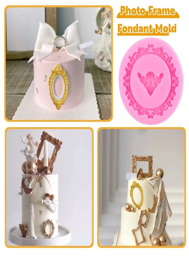 MYPRACS Photo Frame Fondant Molds Picture Frames Silicone Fondant Mold Vintage Frame Mold For Cake Decorating Cupcake Topper Candy Chocolate Gum Paste Polymer Clay Set Of 4 - Image 4