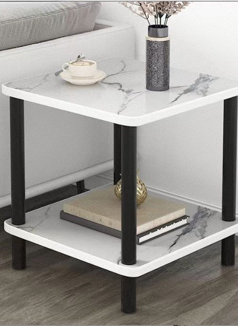 square Shaped Side Table, Small Modern Sofa End Table, Slim Coffee Snack Couch Table Nightstand for Living Room, Bedroom, Office, Dorm