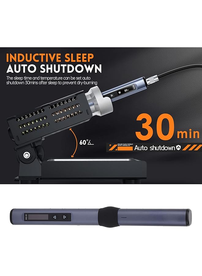 erorex Soldering Iron Kit Soldering Iron Portable Soldering Iron Soldering Kit For Electronics Non Slip Handle Dc9‑24V Soldering Iron Set For Maintenance Black - Image 5