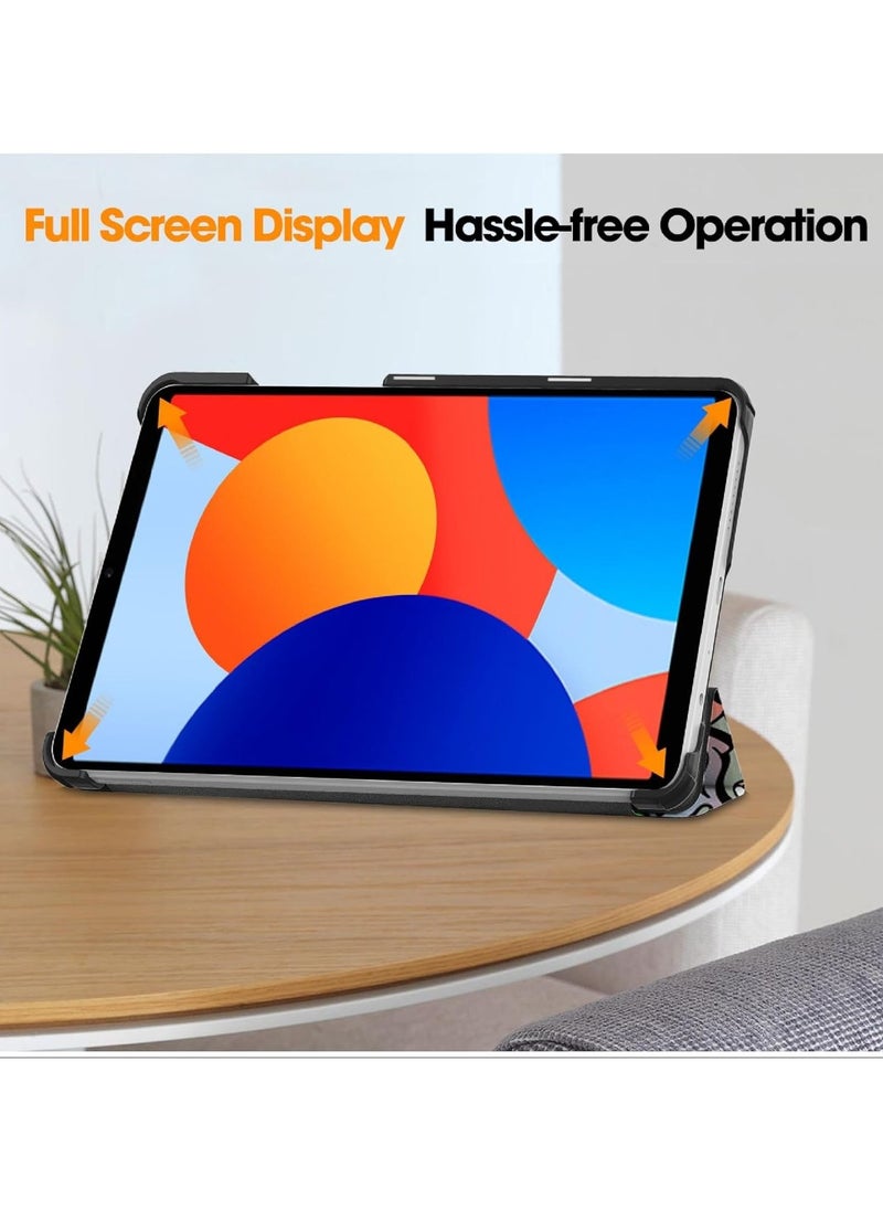 VKL - Flip Case Compatible with Xiaomi Redmi Pad SE 4G 8.7, PU Leather Cover With Stand Function, 360° Protective - Graffiti - Image 1