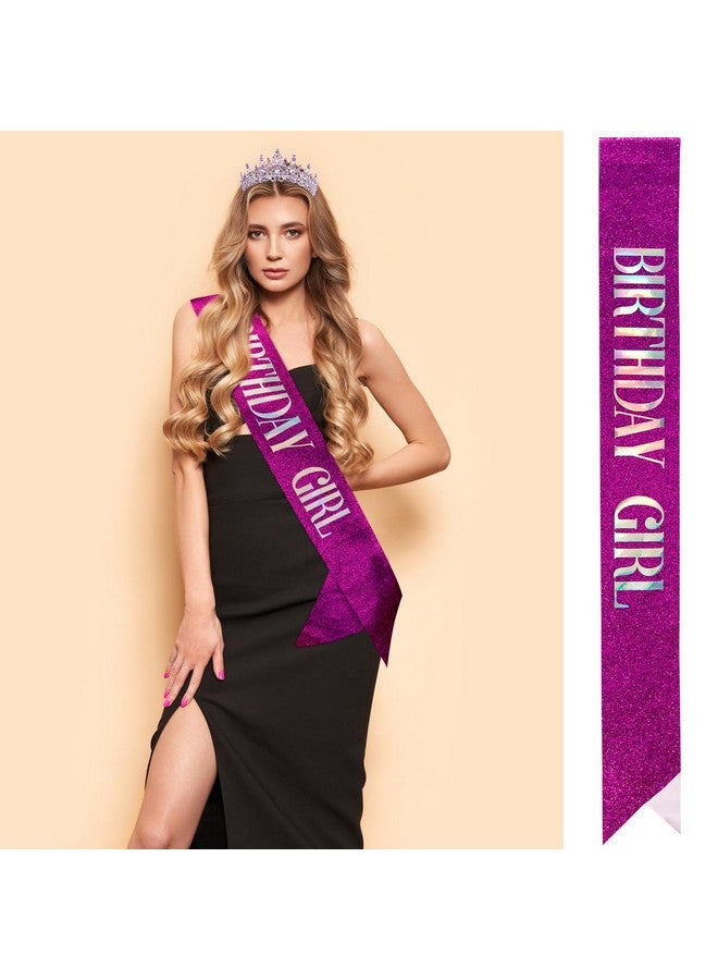 Velscrun Purple Crystal Birthday Tiara Crowns for Women Girls Elegant Princess Crown with Combs Birthday Girl Headband Sash Happy Birthday Party Decorations Birthday Gift Hair Accessories - Image 4