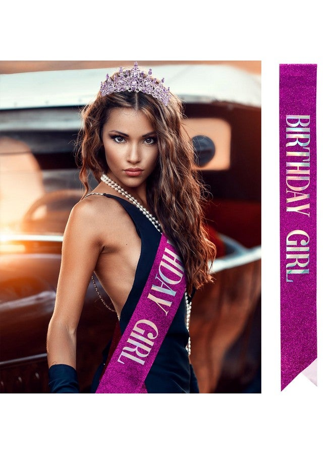 Velscrun Purple Crystal Birthday Tiara Crowns for Women Girls Elegant Princess Crown with Combs Birthday Girl Headband Sash Happy Birthday Party Decorations Birthday Gift Hair Accessories - Image 2