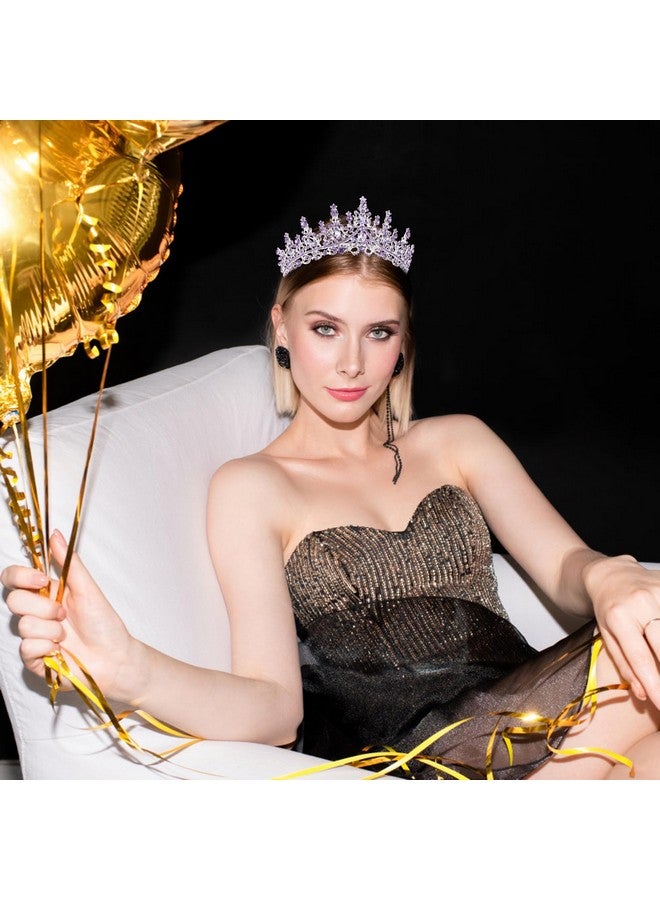 Velscrun Purple Crystal Birthday Tiara Crowns for Women Girls Elegant Princess Crown with Combs Birthday Girl Headband Sash Happy Birthday Party Decorations Birthday Gift Hair Accessories - Image 5