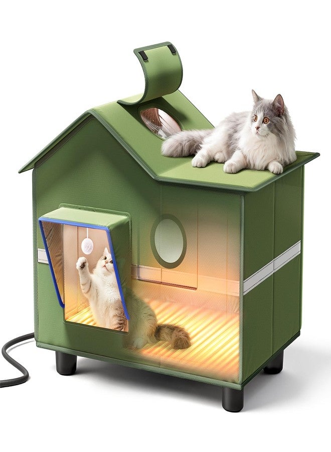banxye Heated Cat Shelter for Outside, Large Outdoor Cat House with Roof Window and Cozy Cushion, Weatherproof Foldable and Easy Assembly Design, Ideal for Stray and Feral Cats - Image 1