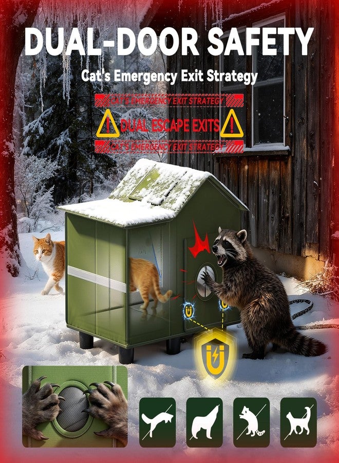 banxye Heated Cat Shelter for Outside, Large Outdoor Cat House with Roof Window and Cozy Cushion, Weatherproof Foldable and Easy Assembly Design, Ideal for Stray and Feral Cats - Image 5