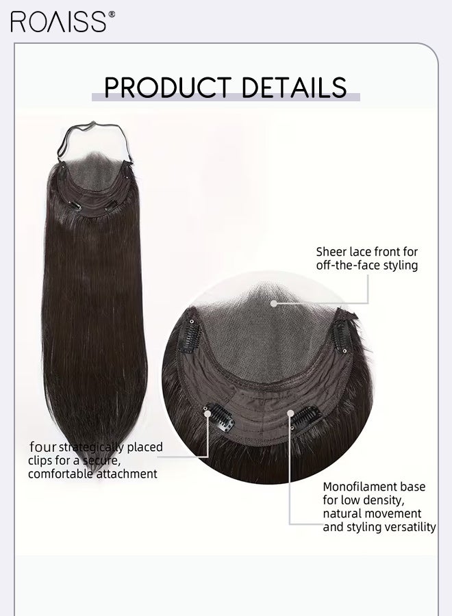 roaiss 6.5*4 Inches Lace Front Shoulder-length Straight Hair Wig, Women's Middle Parting Long Straight Hair Natural Soft Synthetic Heat Resistant Hair Wig for Wedding Cosplay Party Daily Wear, 60.96cm (24 inches) - Image 5