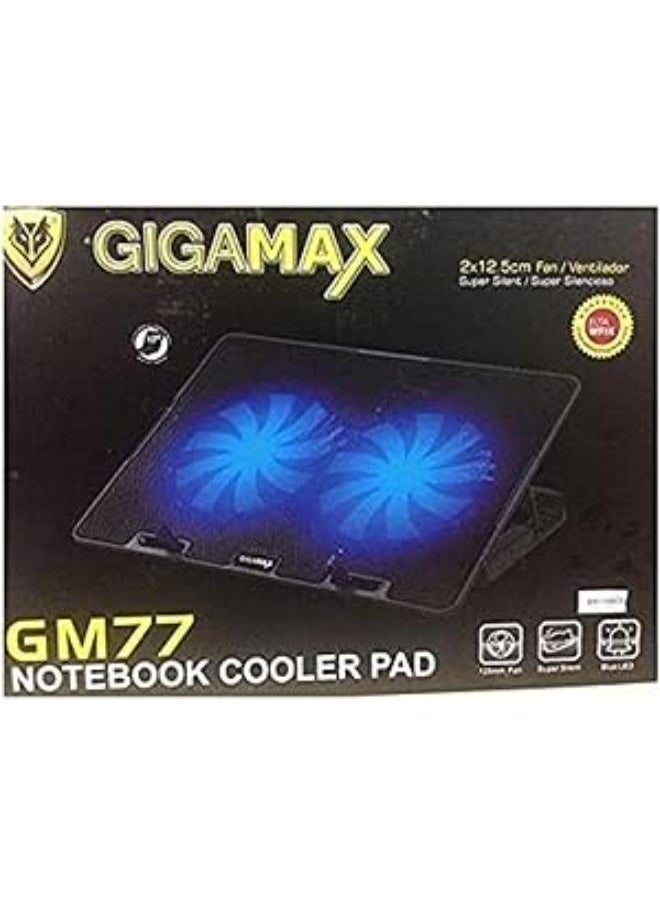 Gigamax - Gigmax Gm-77 Laptop Cooling Pad With Usb Connection - Black - Image 1