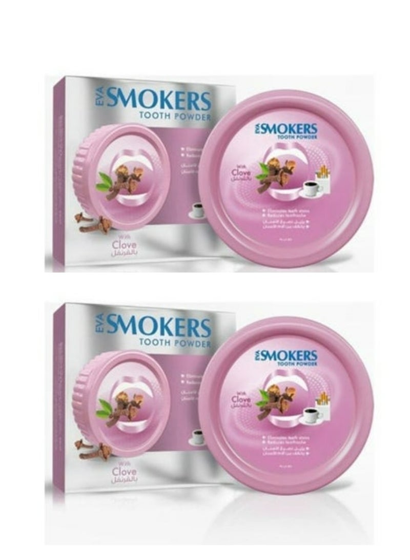 إيفا مجموعة من قطعتين بودرة تنظيف الأسنان بزيت القرنفل للمدخنين 40X2جم - Image 1