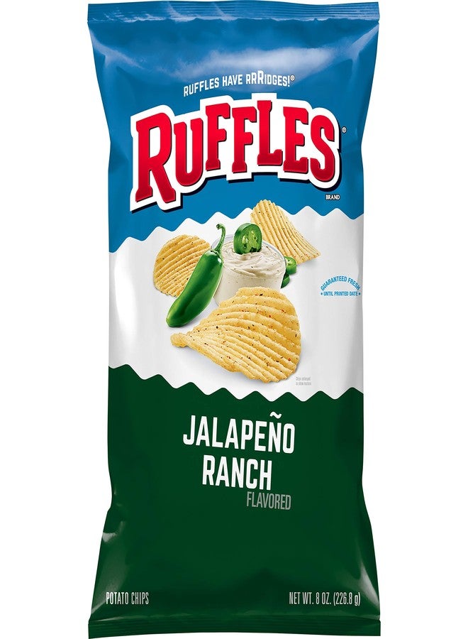 Ruffles Potato Chips, Jalapeno Ranch Flavored Snacks, 8 Oz Bag - Image 1