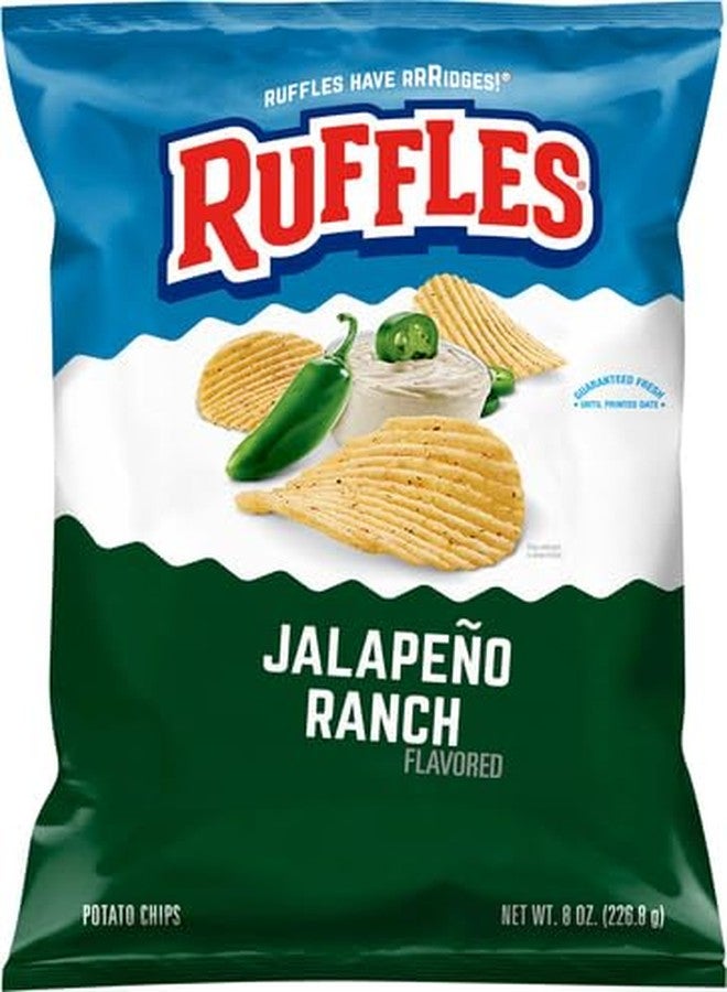 Ruffles Potato Chips, Jalapeno Ranch Flavored Snacks, 8 Oz Bag - Image 4
