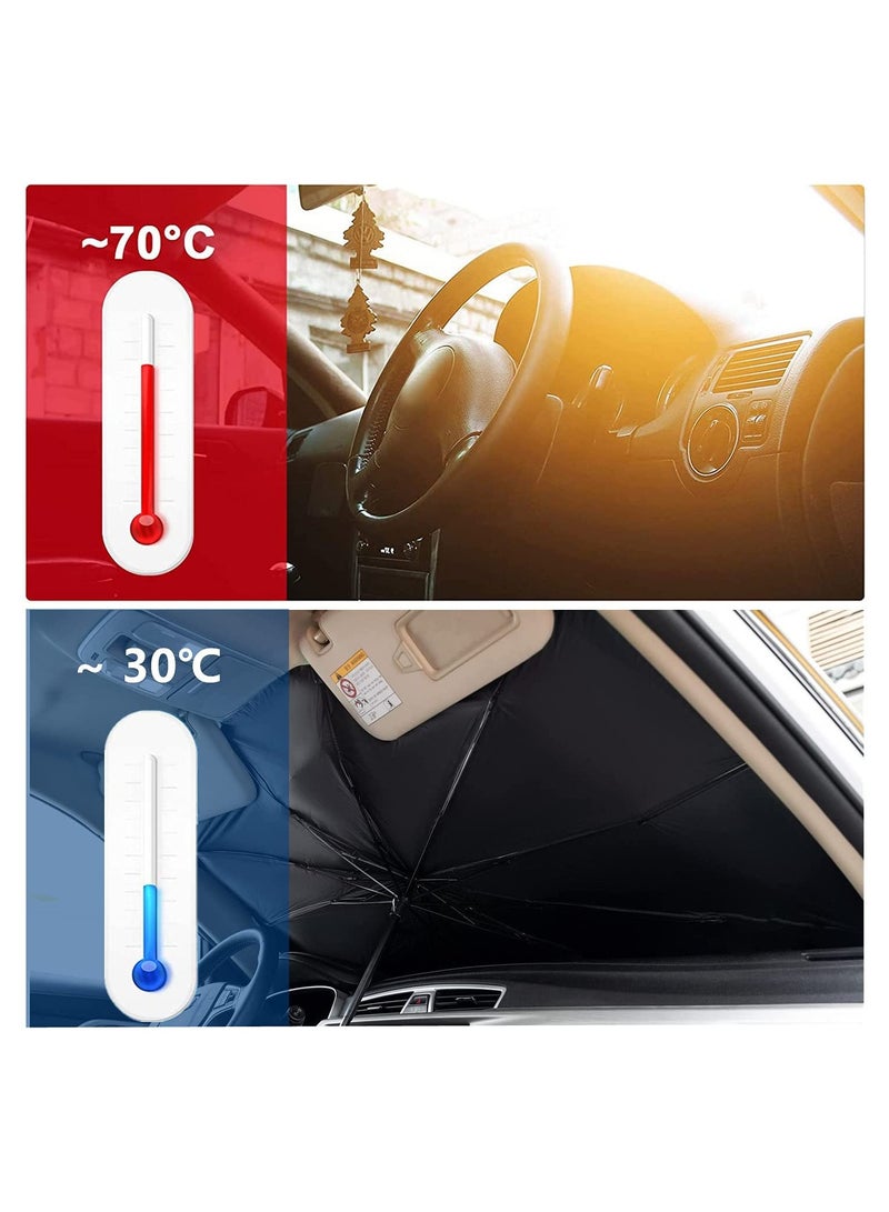 Car Front Windshield Sunshade Car Umbrella , UV Protection  Heat Insulation Foldable Sun Shade Sun Visor, Full Cover Sun Shade for Most Vehicles 145cm*79cm - Image 5