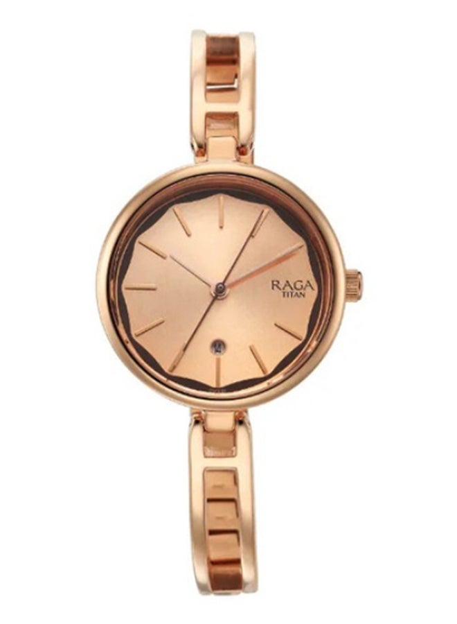 تيتان ساعة تيتان راجا فيفا بقرص أبيض وسوار معدني للنساء - Image 1