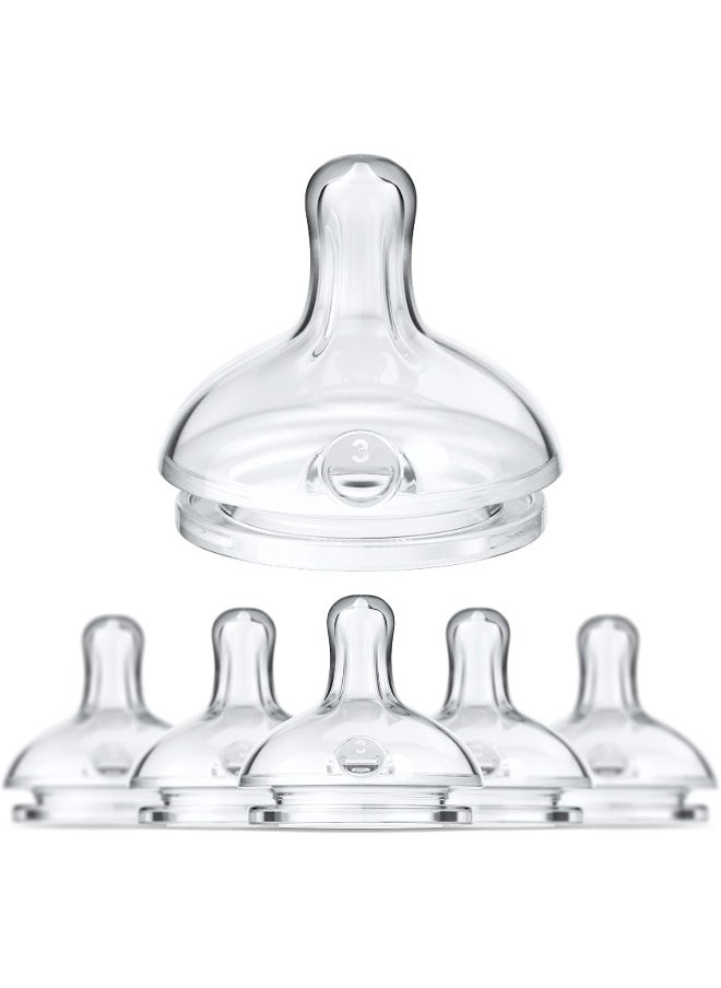 Smilo Anti-Colic Bottle Nipple, Fast Flow 9M+, Stage 3 Suitable from 9 Months, Smooth Flow Anti-Colic (Pack of 6)