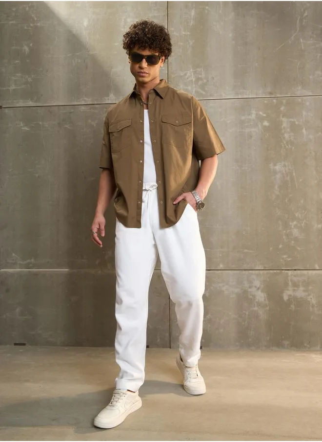 ساسافراس Sassafras Olive Poplin Front Pocket Relax Fit Shirt