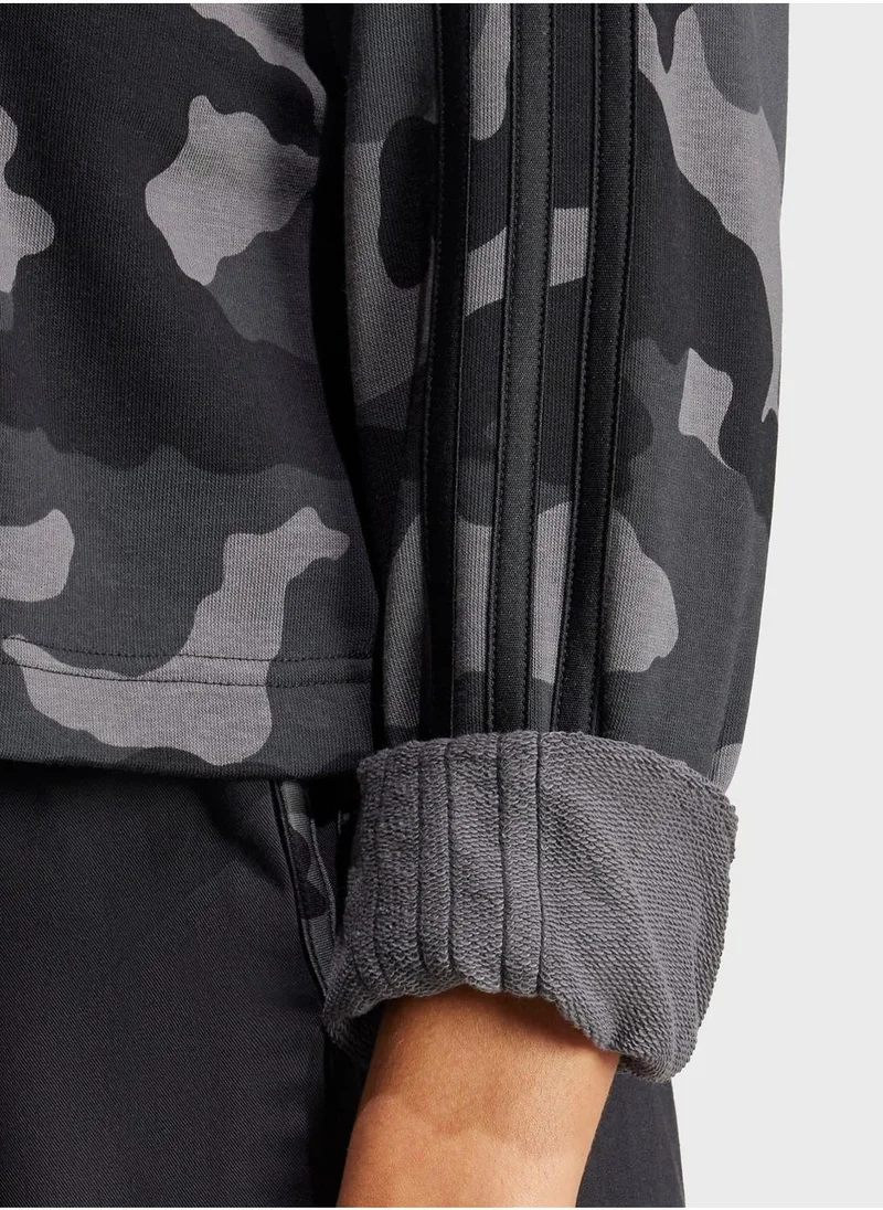 Adidas Essentail 3 Stripe Camo Sweatshirt