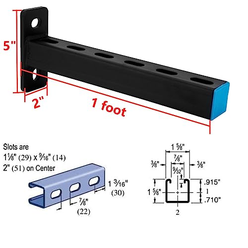 YXGJDP 2 PCS Steel Shelf BracketDisplay BracketDIY ProjectsMetal Strut ChannelSteel Slotted BracketPipe Support1 Foot Long - Image 3