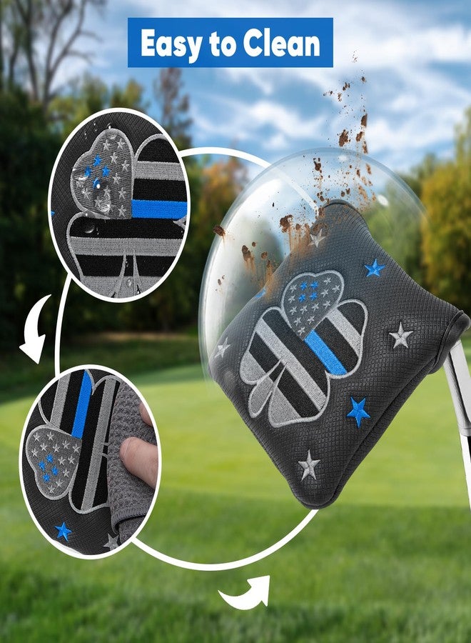 brdejc Golf Putter Covers Mallet Putter Headcover Leather Putter Covers Golf Club Covers Magnetic Golf Putter Headcover for Most Brand (Grey) - Image 3