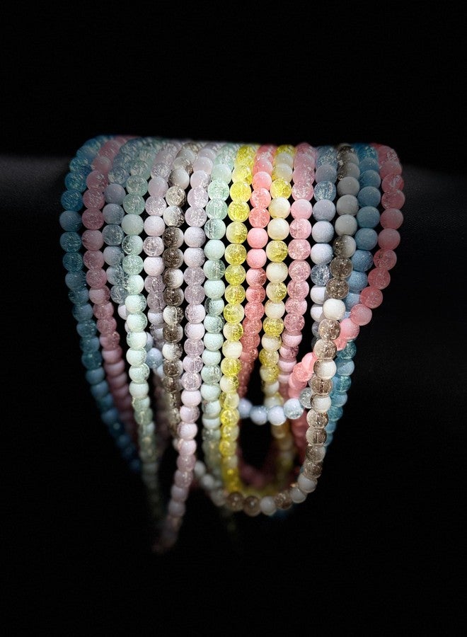 LeafLoom 8 Mm Cracked Round Glass Beads 8 Color 280 Pcs (Each Color 35 Pcs) for Bracelet, Earing, Jewelery Making, Multicolour - Image 2