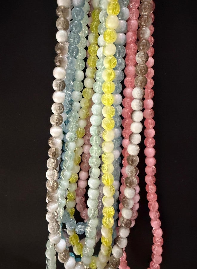 LeafLoom 8 Mm Cracked Round Glass Beads 8 Color 280 Pcs (Each Color 35 Pcs) for Bracelet, Earing, Jewelery Making, Multicolour - Image 4