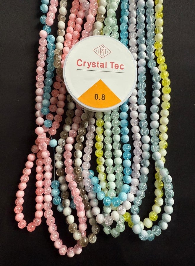 LeafLoom 8 Mm Cracked Round Glass Beads 8 Color 280 Pcs (Each Color 35 Pcs) for Bracelet, Earing, Jewelery Making, Multicolour - Image 3