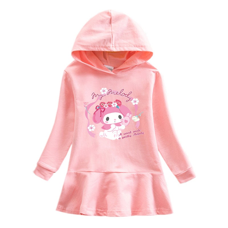 2023 New Children'S Hooded Sweater Dress Cartoon Girl Baby Casual Western Style Skirt For Women - Image 2