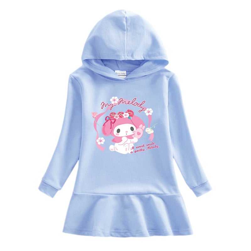 2023 New Children'S Hooded Sweater Dress Cartoon Girl Baby Casual Western Style Skirt For Women - Image 3