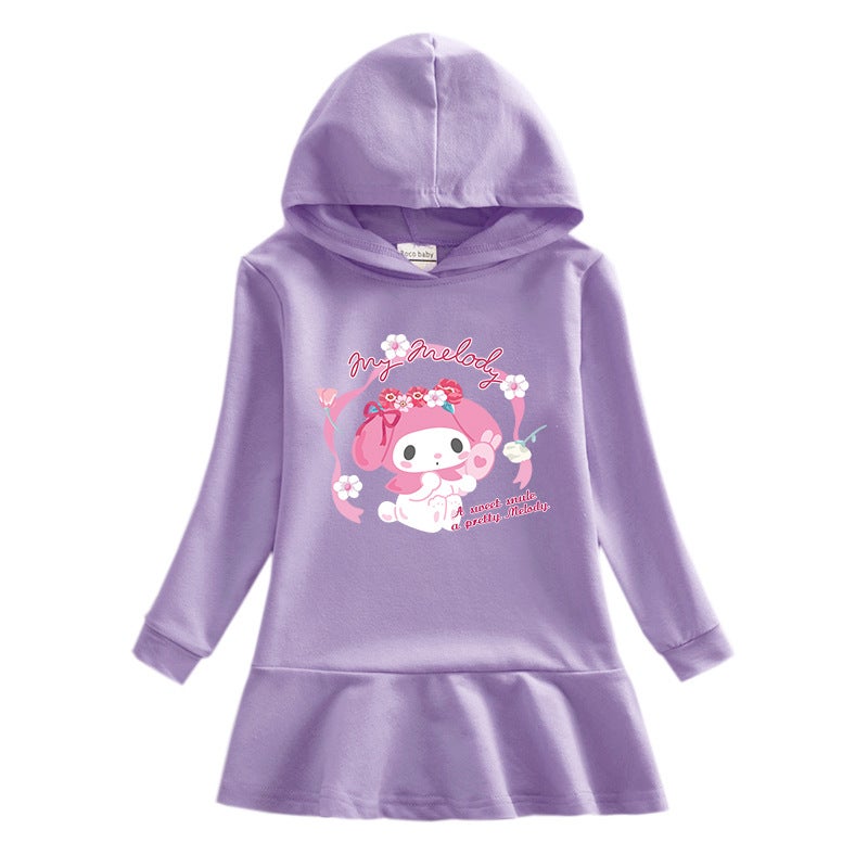 2023 New Children'S Hooded Sweater Dress Cartoon Girl Baby Casual Western Style Skirt For Women - Image 4