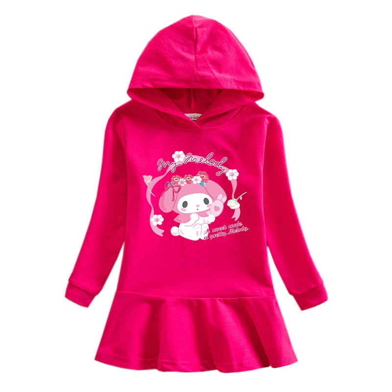 2023 New Children'S Hooded Sweater Dress Cartoon Girl Baby Casual Western Style Skirt For Women - Image 5