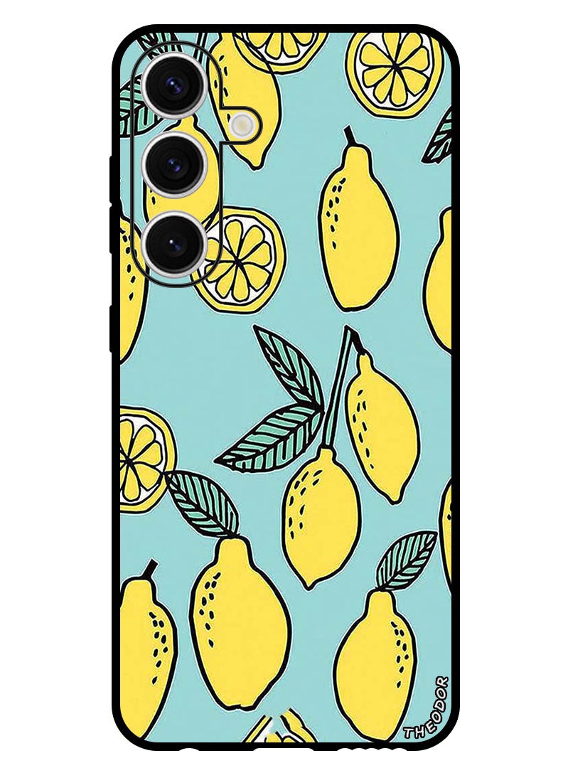 Theodor Protective Case Anti Scratch Shock Proof Bumper Cover For Samsung Galaxy S24 Lemons Background Turqoise - Image 1