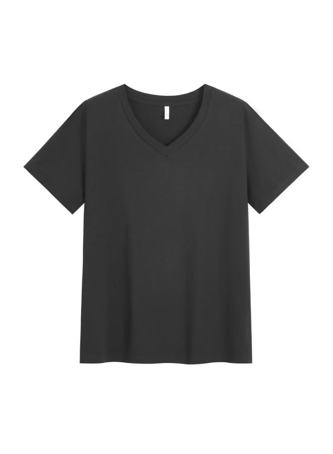 Summer Plus Size Women's Clothing Chubby Girl Loose Slimming Solid Color Plus Size Plus Size Short Sleeve Women's T-shirt 9333