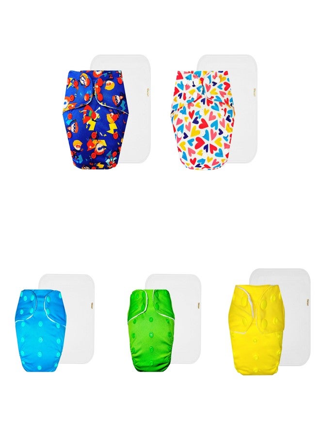 حفاضات دمبلدو القماشية الممتازة مع حشوة قطنية (عبوة من 5) | ملائمة محكمة | وسادة ماصة من 6 طبقات | سريعة الجفاف | تغيير حفاضات بدون قلق | من 3 أشهر إلى 3 سنوات | للجنسين - Image 1