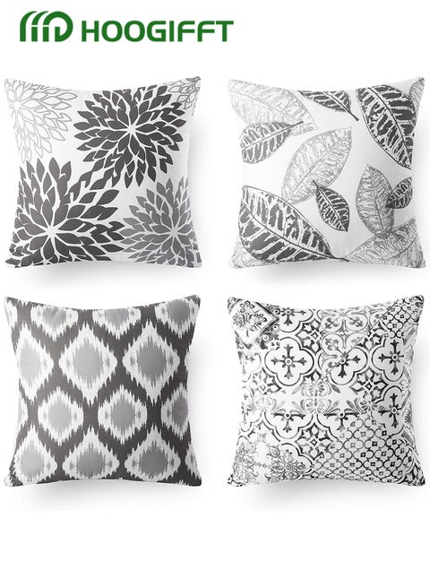 Pillow Covers Set of 4, Throw Pillow Cover, Modern style Cushion Covers 45cm x 45cm,For Living Room Sofa Couch Bed Pillowcases 18x18 inches（Double sided pattern）