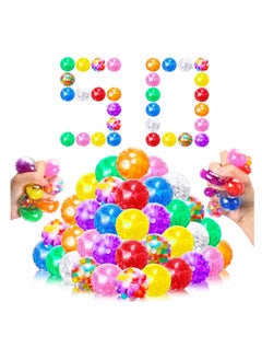 50 Pack Mini Stress Ball Fidget Toy Bulk for Kids Adults Squishy Balls Squeeze Fidget Toys Sensory Stress Balls Set Filled with Water Beads Classroom Prize, Party Favors